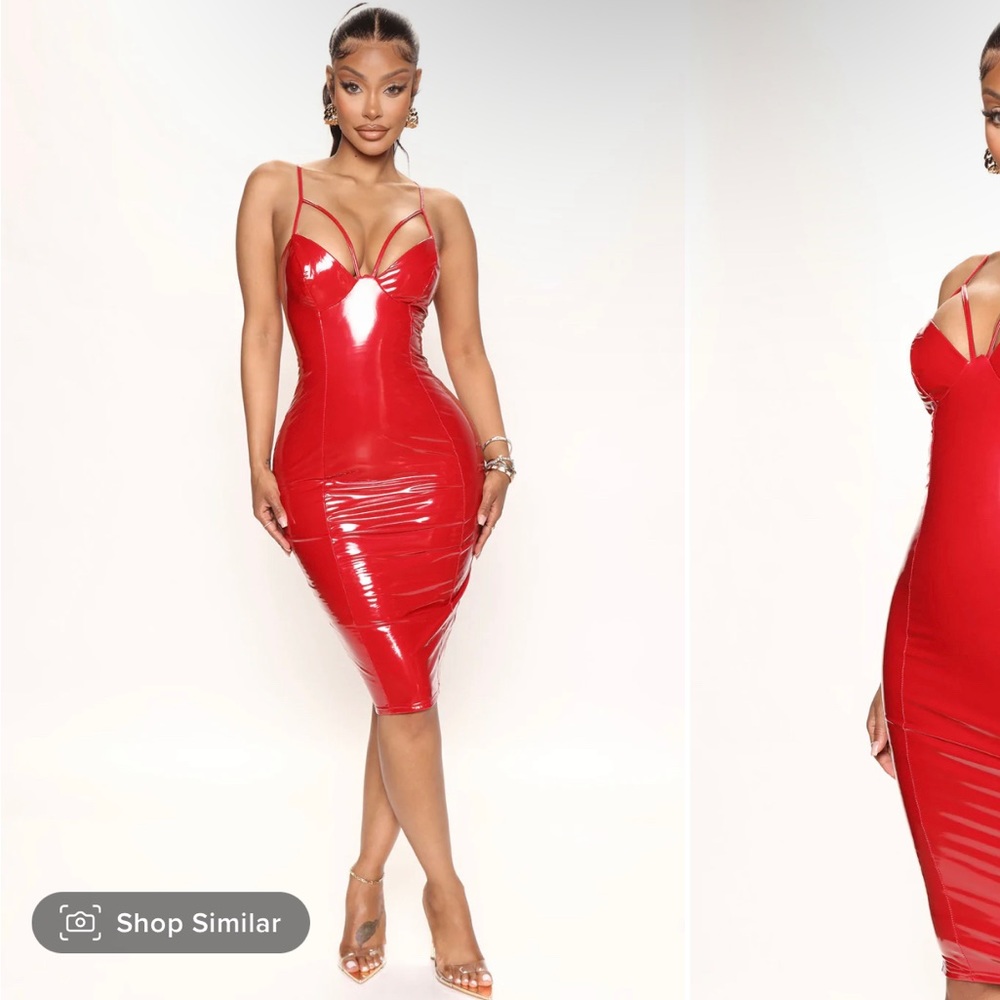 FASHIONNOVA 🚨 She’s a baddie latex midi dress